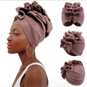 NWT Beaujee Women’s Ruffled Turban Head wrap Color: Rose Gold